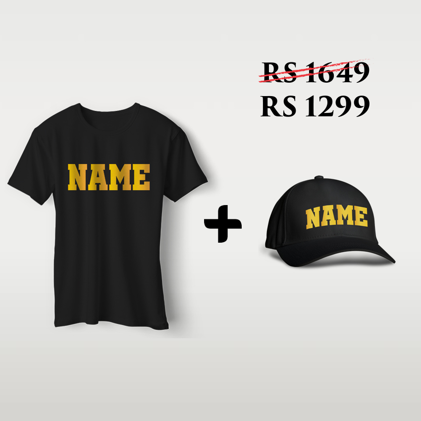 Custom Name T Shirt and Cap Pack By Teez Mar Khan
